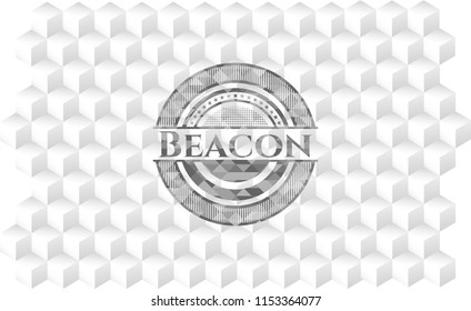 Beacon retro style grey emblem with geometric cube white background