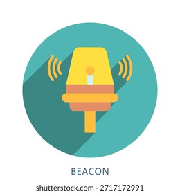 Ícone De Cor Plano Arredondado Beacon Mini Ilustração, Use Para Conceito Moderno, Imprimir, Ui, Kit Ux, Web E Desenvolvimento De Aplicações. Vetor Relacionado A Bombeiro, Resgate E Muito Mais