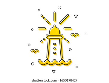 Signo de torre de la luz.Icono del faro. Símbolo de la construcción de la luz. Patrón de círculos amarillos. Icono clásico del faro. Elementos geométricos. Vector