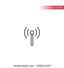 Beacon wireless signal thin line vector icon. Simple antenna or beacon symbol.