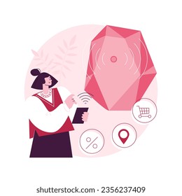 Beacons abstract concept vector illustration. Retail communication, smart shopping, beacons technology, enhanced customer experience, personalized marketing, wireless sensor abstract metaphor.