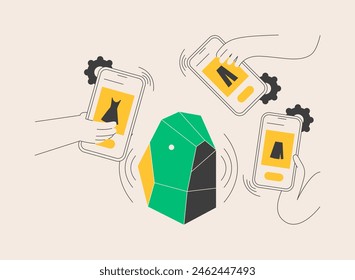 Beacons abstract concept vector illustration. Retail communication, smart shopping, beacons technology, enhanced customer experience, personalized marketing, wireless sensor abstract metaphor.