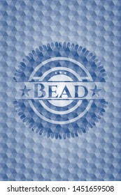 Bead blue badge with geometric pattern. Vector Illustration. Detailed.