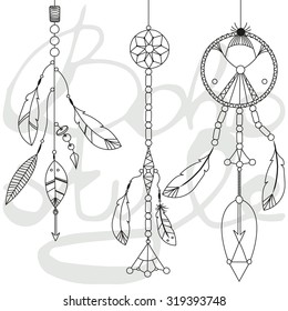 Bead and boho element design.Vector hand drawing
