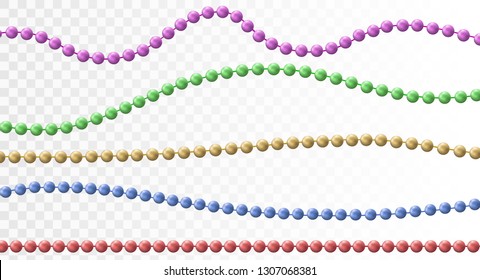 Bead decoration with beads isolated on a transparent background. Vector illustration