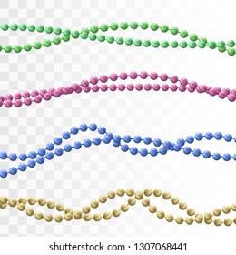Bead decoration with beads isolated on a transparent background. Vector illustration