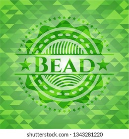 Bead green emblem. Mosaic background