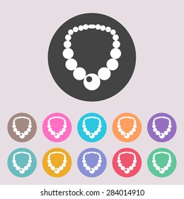 Bead icon, the silhouette. Menu item in the web design. Set of colored icons.