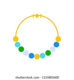 bead or mala necklace, jewelry related icon, flat design