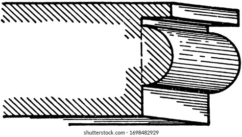 Bead, A roman moulding,  a molding consisting of a semi-circle,  also called a Half Round, vintage line drawing or engraving illustration.