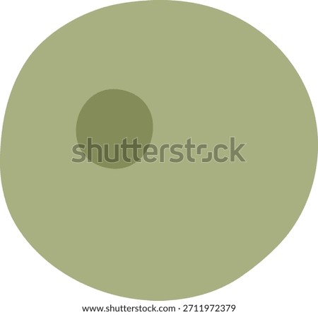 Bead shape with single off-center hole, clean outlines, flat shading, geometric style. Round charm depiction using smooth contour and muted tone, minimal detail. Cartoon vector illustration