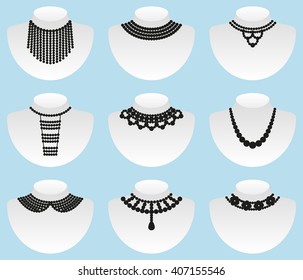 Bead silhouettes set. Vector illustration