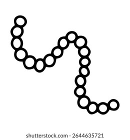 Cadeia de caracteres de talão. Vetor de rabiscar desenhado à mão. Fita redonda talão. Acessório do pescoço festivo. Material para decoração artesanal. Elemento de arte da linha da ilustração.
