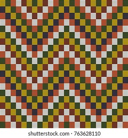 Bead texture. African mosaic texture. Boho style motif. Abstract seamless pattern. Dark background. Indigenous culture. for background, decoration or handywork.