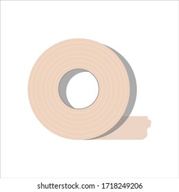 Bead of universal beige antibiotic patch for beige cut wound accident on an isolated white background. Concept design of medicine and healthcare. Help with pain against bacteria. Vector graphics.