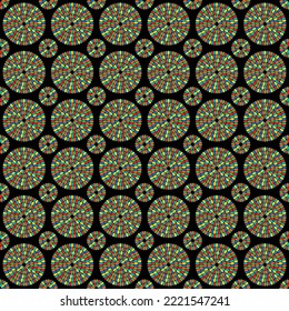 beaded abstract circles vector pattern on black background