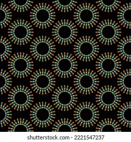 beaded abstract geometric circles vector pattern on black background