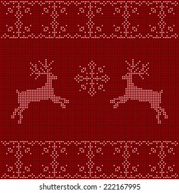 Beaded Christmas ornament reindeer and snowflakes. vector