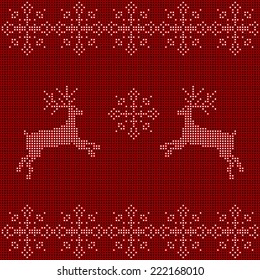 Beaded Christmas ornament reindeer and snowflakes. vector