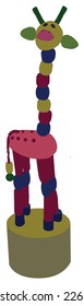 Beaded Giraffe Push Toy (isolated illustration)