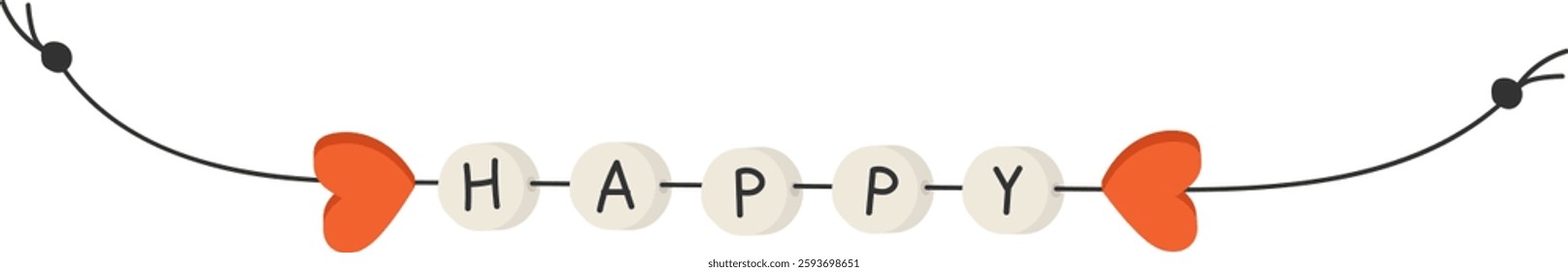 Beaded Happy Hearts Bracelet Vector Illustration