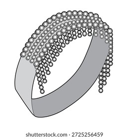 Beaded headband vector mockup template technical flat design.