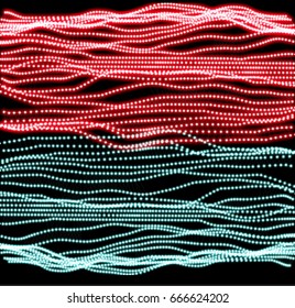 Beaded light branches garlands shining with different colors, the festive decoration elements. Abstract futuristic vector background. ESP 2D illustration