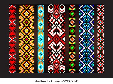 Beading design, tribal design, tribal beads, bead necklace, african beads, ethnic seamless pattern, embroidery cross, squares, diamonds, chevrons. Beads, bracelet, ribbon, lace, bead weaving.