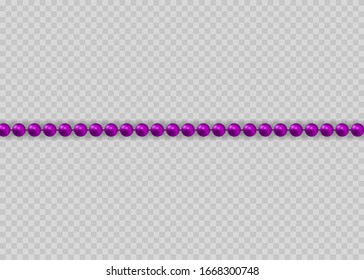 beads. Beautiful chain of different colors. Decorative glossy realistic elements for design Mardi Gras. 