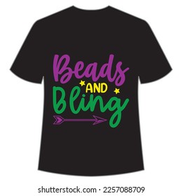 Beads and bling Mardi Gras shirt print template, Typography design for Carnival celebration, Christian feasts, Epiphany, culminating  Ash Wednesday, Shrove Tuesday svg