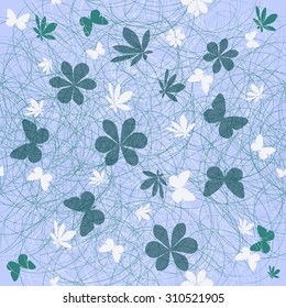 Beads and butterflies seamless background. Vector