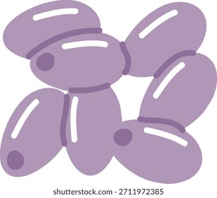 Perlen gruppiert mit glänzenden Highlights und glatten Schattierungen, saubere Linien, flachen grafischen Stil. Eng gruppierte Gesichtsformen, weiche Reflexionen, gewagte Konturen, Posterästhetik. Cartoon, Vektorgrafik