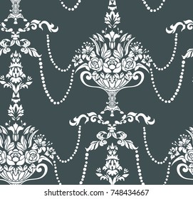 beads flowers vase damask vector elegant pattern