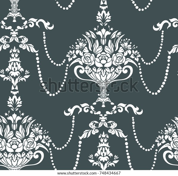 Beads Flowers Vase Damask Vector Elegant Stock Vector Royalty