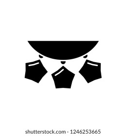 Beads garlands black icon, vector sign on isolated background. Beads garlands concept symbol, illustration 