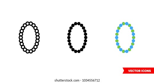 Beads icon of 3 types: color, black and white, outline. Isolated vector sign symbol.