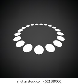 Beads icon. Black background with white. Vector illustration.