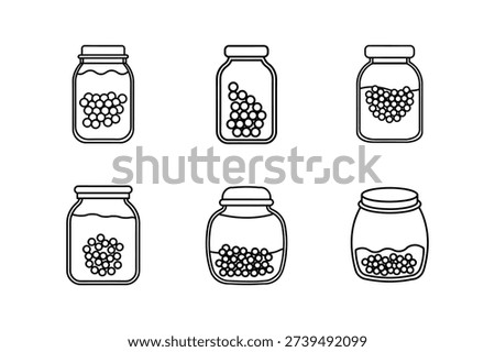beads jar icon line art vector outline isolated illustration