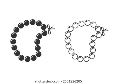 Beads necklace icon set flat vector