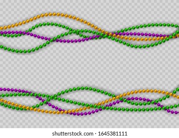 Beads are realistic. Decorative element from golden ball design.Vector illustration.