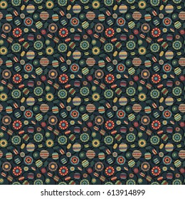 Beads seamless pattern. Tribal and boho style. Endless vector vintage ethnic background