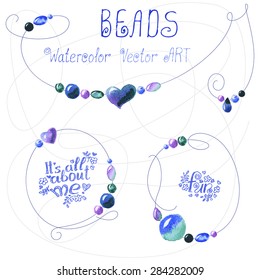 Beads vector art for design. Watercolor tracing.