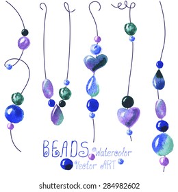 Beads vector art for design. Watercolor tracing.