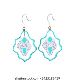 beadwork boho earrings cartoon. abstract jewelry, jewellery leather, ear abstract beadwork boho earrings sign. isolated symbol vector illustration