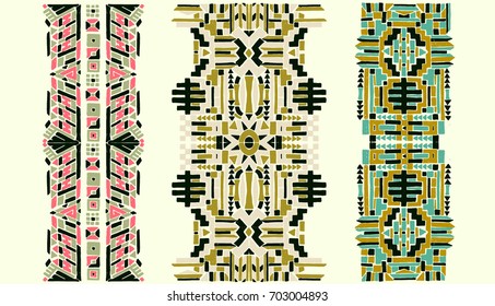 Beadwork with ornament. Ethnic jewelry. Fashion embroidery for women's clothing.