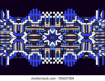 Beadwork with ornament. Ethnic jewelry. Fashion embroidery for women's clothing.