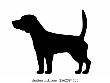 beagle, black silhouette of dog, vector icon, symbol 