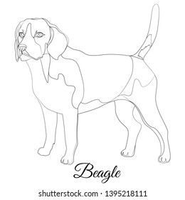 Beagle cartoon dog breed outline