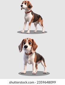 Beagle Dog 3D Animation Vector Design