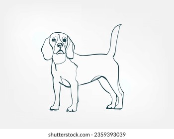 Beagle dog breed animal vector line art one line sketch outline